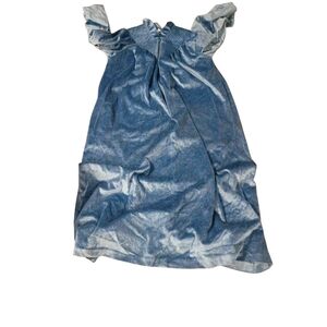 Blue Velvet Ruffle Sleeve Dress